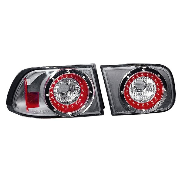 Depo® - Black/Red LED Tail Lights, Honda Civic
