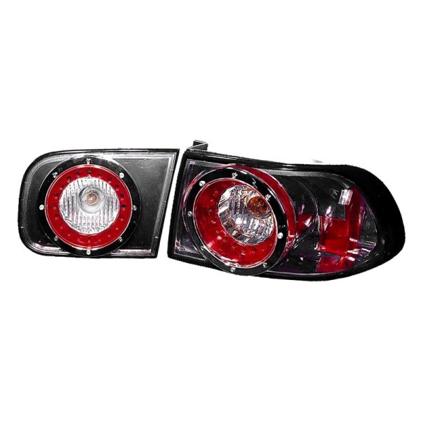 Depo® - Gunmetal/Red LED Tail Lights, Honda Civic