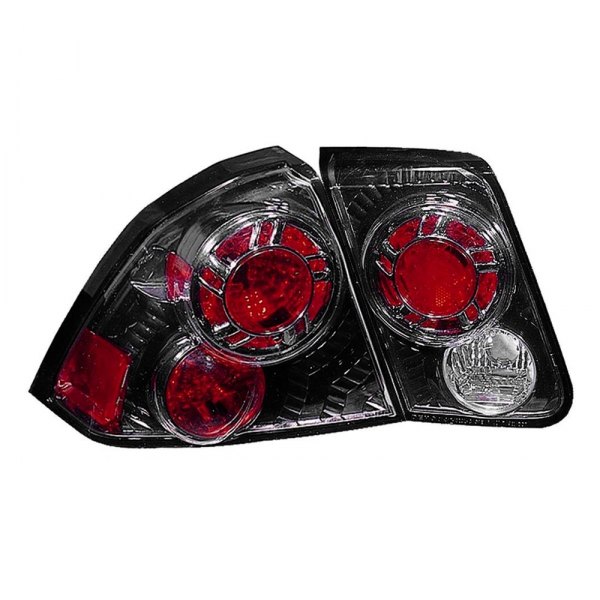 Depo® - Gunmetal/Red Euro Tail Lights, Honda Civic