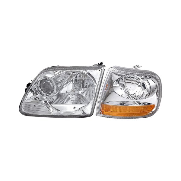 Depo® - Driver and Passenger Side Chrome Projector Headlights