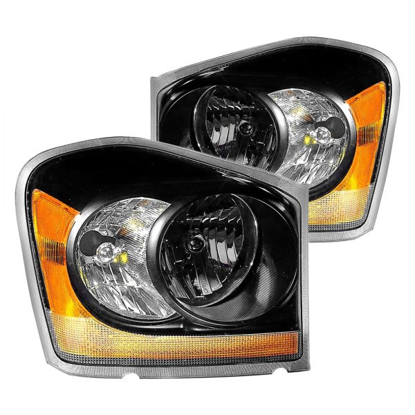 Depo® - Driver and Passenger Side Black Euro Headlights, Dodge Durango