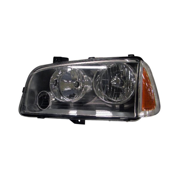 Depo® - Driver and Passenger Side Chrome Euro Headlights Unit with Side Marker Lights, Dodge Charger