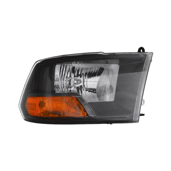 Depo® - Driver and Passenger Side Black Projector Headlights, Dodge Ram