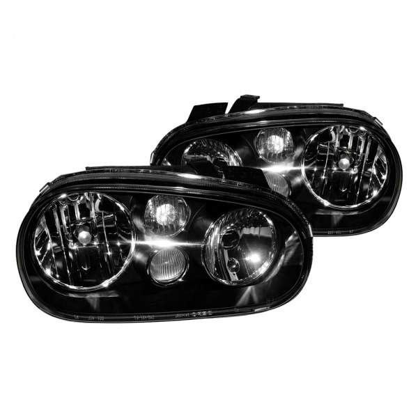 Depo® - Driver and Passenger Side Black Euro Headlights