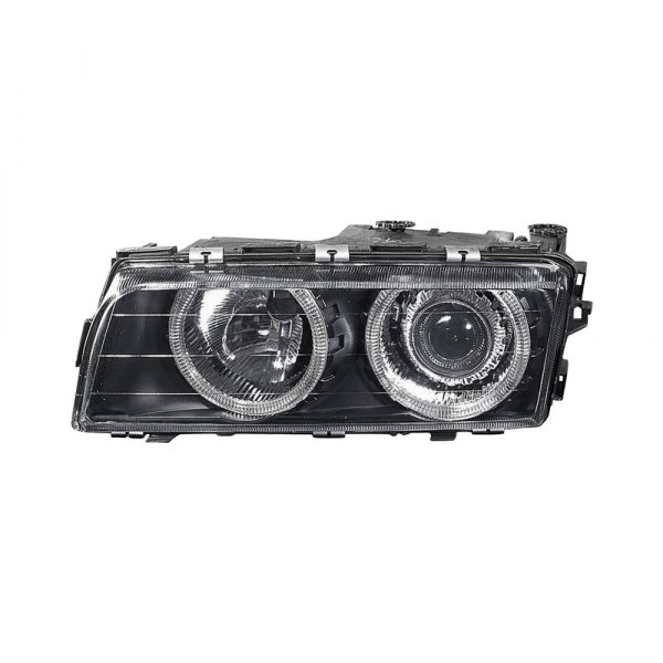 Depo® - Driver and Passenger Side Black Projector Headlights, BMW 7-Series