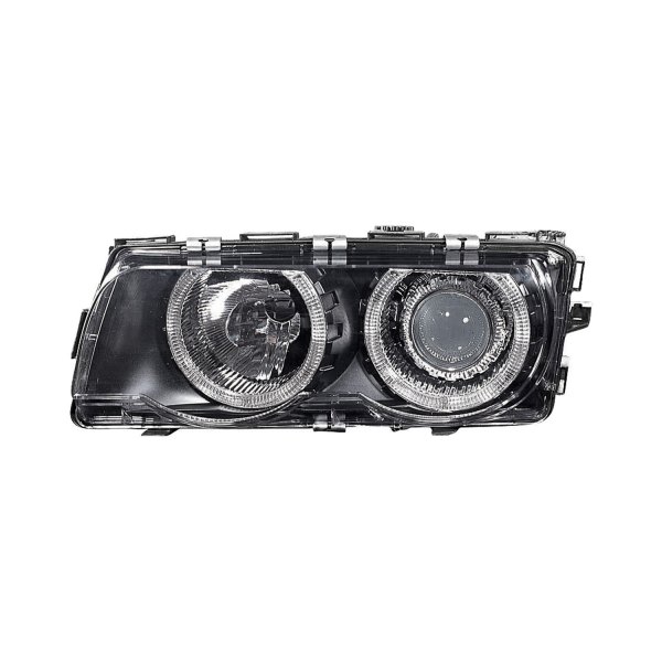 Depo® - Driver and Passenger Side Black Projector Headlights, BMW 7-Series