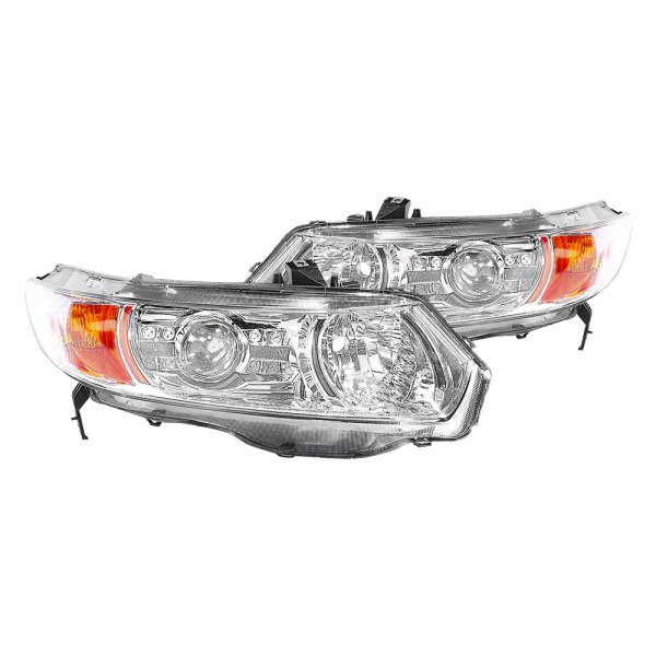 Depo® - Driver and Passenger Side Chrome Projector LED Headlights