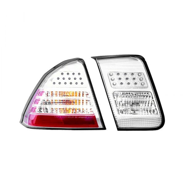 Depo® - Chrome/Red Titanium LED Tail Lights, Honda Civic