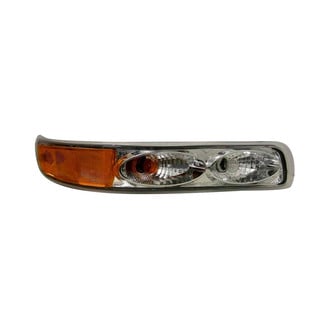 Depo® - Twin Eyes Driver and Passenger Side Chrome Amber/Clear Euro Turn Signal/Parking Lights (Standard Line)