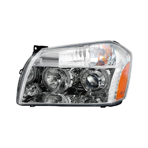 Depo® - Driver and Passenger Side Chrome Projector Headlights with LEDs, Dodge Magnum