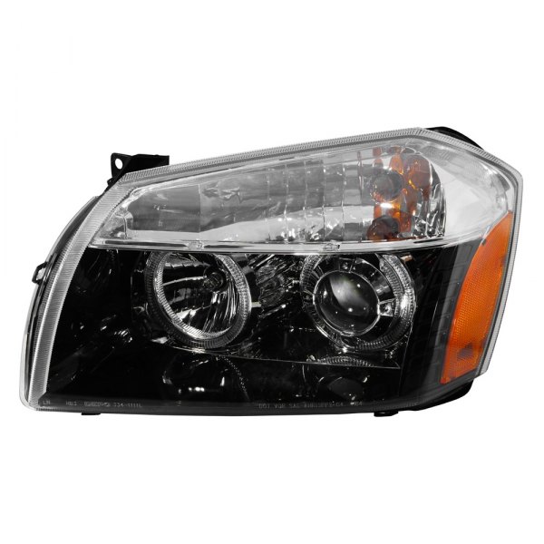 Depo® - Driver and Passenger Side Black Projector Headlights with LEDs, Dodge Magnum