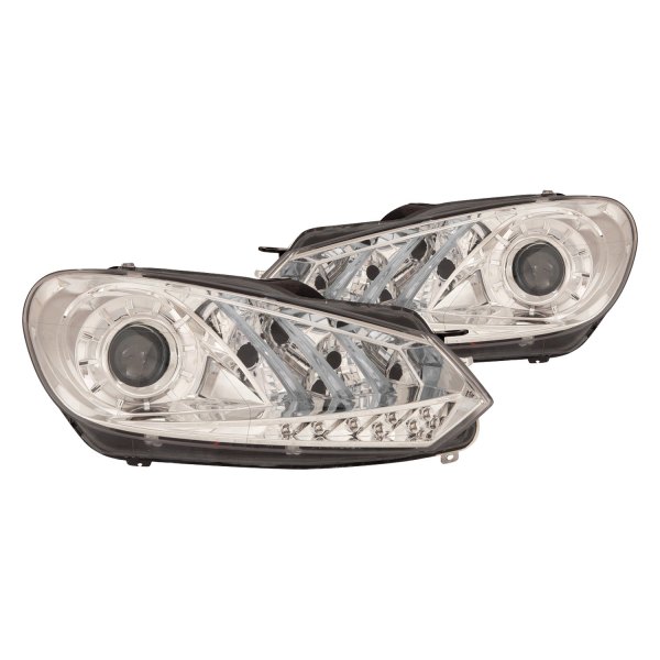 Depo® - Driver and Passenger Side Chrome Projector Headlights with LED Driving Lights