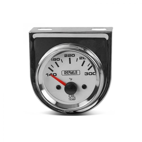 Derale Performance® - 2-1/8" Electrical Oil Temperature Gauge Kit (Lighted Black), White, 140-300 F