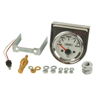 Derale Performance® - 2-1/8" Electrical Oil Temperature Gauge Kit (Lighted Black), White, 140-300 F