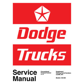Detroit Iron® - 1973 Dodge Truck 100-800 Shop Manual Supplement