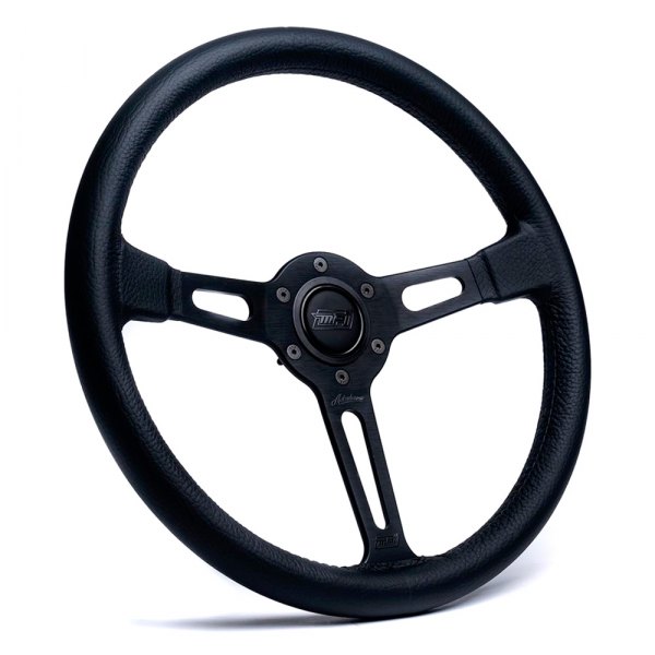 Detroit Speed & Engineering® - Leather Steering Wheel with Black Spokes