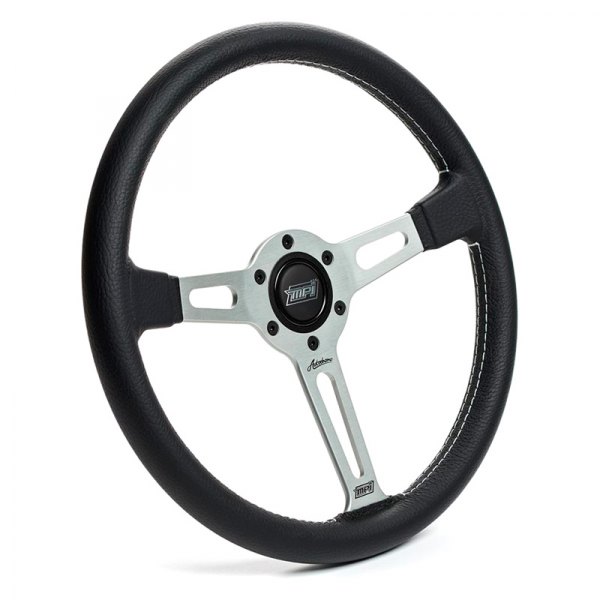 Detroit Speed & Engineering® - Leather Steering Wheel with Silver Spokes