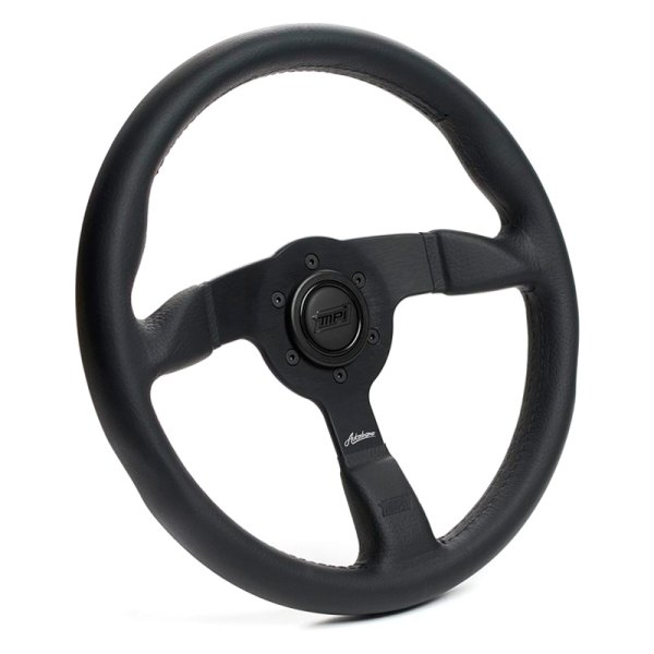 Detroit Speed & Engineering™ - Leather Steering Wheel with Black Spokes