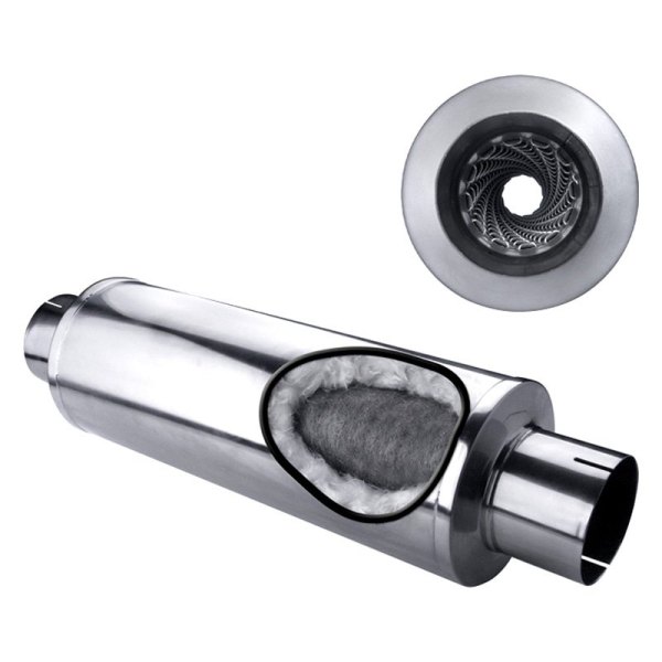 Diamond Eye® - 409 SS Round Louvered Silver Exhaust Muffler