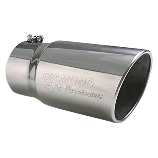 Diamond Eye® - 409 SS Round Non-Rolled Edge Angle Cut Polished Exhaust Tip