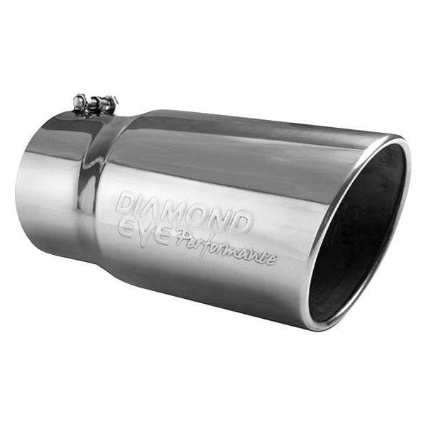 Diamond Eye® - 409 SS Round Rolled Edge Angle Cut Polished Exhaust Tip