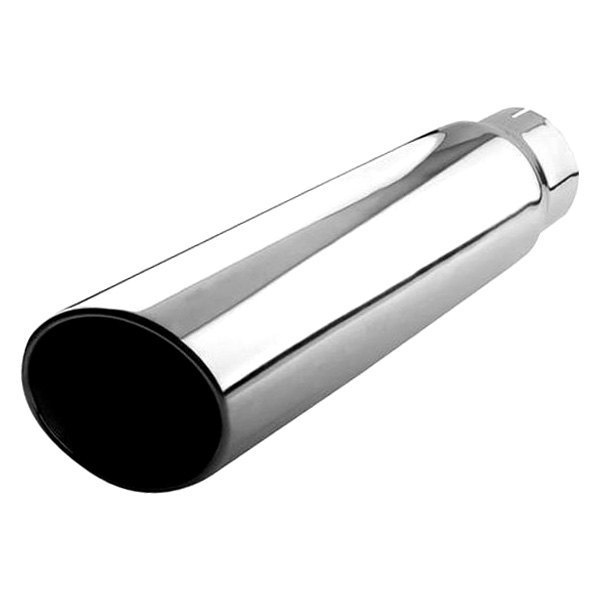 Diamond Eye® - 304 SS Round Rolled Edge Angle Cut Polished Exhaust Tip