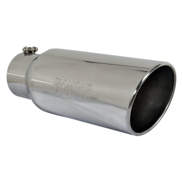 Diamond Eye® - 304 SS Round Rolled Edge Angle Cut Polished Exhaust Tip