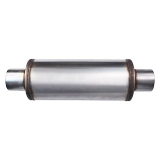Different Trend® - Flow II Series Stainless Steel Round Gray Exhaust Muffler (2.5" Center ID, 2.5" Center OD, 14" Length)