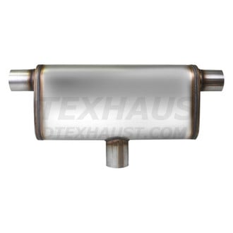Different Trend® - Flow II Series Stainless Steel Oval Gray Exhaust Muffler (2.5" Center ID, 2.5" Dual OD, 18" Length)
