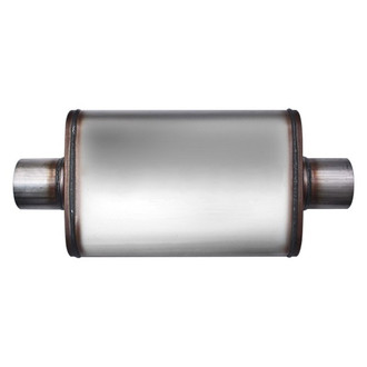 Different Trend® - Flow II Series Stainless Steel Oval Gray Exhaust Muffler (3" Center ID, 3" Center OD, 14" Length)