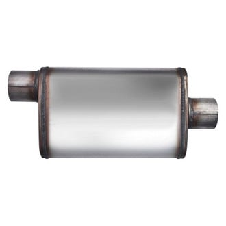 Different Trend® - Flow II Series Stainless Steel Oval Gray Exhaust Muffler (2.25" Offset ID, 2.25" Center OD, 14" Length)