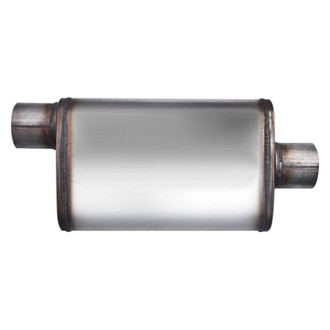 Different Trend® - Flow II Series Stainless Steel Oval Gray Exhaust Muffler (2.5" Offset ID, 2.5" Center OD, 14" Length)