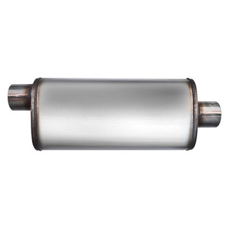 Different Trend® - Flow II Series Stainless Steel Oval Gray Exhaust Muffler (2.5" Offset ID, 2.5" Center OD, 18" Length)