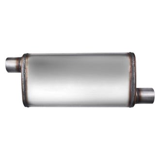 Different Trend® - Flow II Series Stainless Steel Oval Gray Exhaust Muffler (2.25" Offset ID, 2.25" Offset OD, 18" Length)