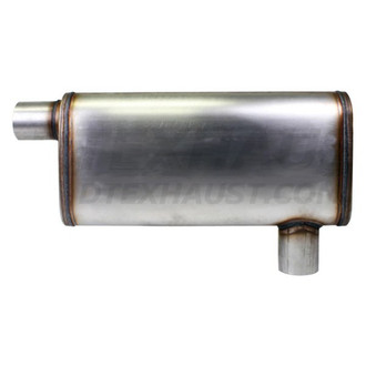 Different Trend® - Flow II Series Stainless Steel Oval Gray Exhaust Muffler (3.5" Offset ID, 3.5" Offset OD, 7" Length)