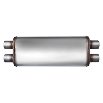 Different Trend® - Flow II Series Stainless Steel Oval Gray Exhaust Muffler (2.5" Dual ID, 2.5" Dual OD, 22" Length)