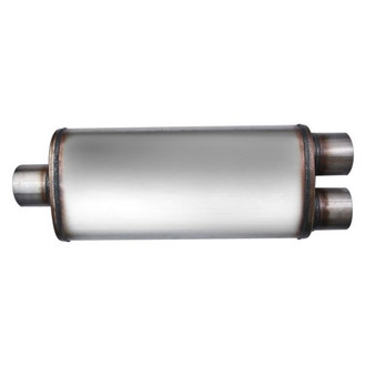 Different Trend® - Flow II Series Stainless Steel Oval Gray Exhaust Muffler (3" Center ID, 2.25" Dual OD, 22" Length)