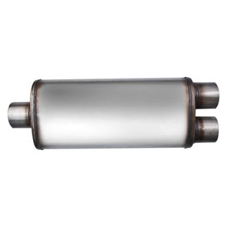 Different Trend® - Flow II Series Stainless Steel Oval Gray Exhaust Muffler (3" Center ID, 2.5" Dual OD, 22" Length)