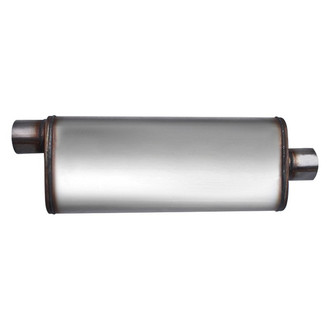 Different Trend® - Flow II Series Stainless Steel Oval Gray Exhaust Muffler (3" Offset ID, 3" Center OD, 22" Length)