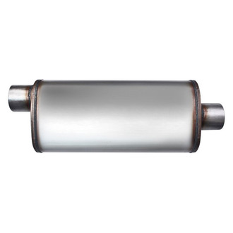 Different Trend® - Flow II Series Stainless Steel Oval Gray Exhaust Muffler (3" Offset ID, 3" Center OD, 18" Length)
