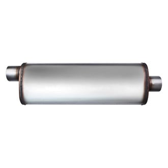 Different Trend® - Flow II Series Stainless Steel Oval Gray Exhaust Muffler (2.5" Offset ID, 2.5" Center OD, 24" Length)