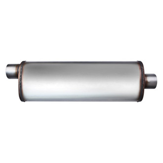 Different Trend® - Flow II Series Stainless Steel Oval Gray Exhaust Muffler (3" Offset ID, 3" Center OD, 24" Length)