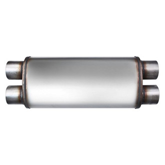 Different Trend® - Flow II Series Stainless Steel Oval Gray Exhaust Muffler (2.5" Dual ID, 2.5" Dual OD, 18" Length)
