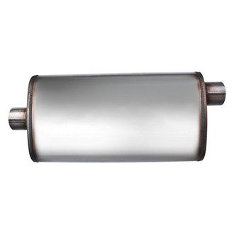 Different Trend® - Flow II Series Stainless Steel Oval Gray Exhaust Muffler (3" Offset ID, 3" Center OD, 22" Length)