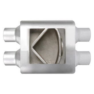Different Trend® - Flowsound Series Stainless Steel Oval Gray Exhaust Muffler (2.25" Dual ID, 2.25" Dual OD, 7" Length)