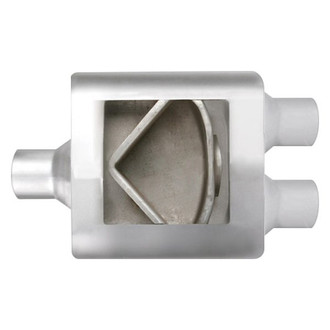 Different Trend® - Flowsound Series Stainless Steel Oval Gray Exhaust Muffler (2.5" Center ID, 2.25" Dual OD, 7" Length)