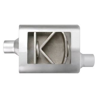 Different Trend® - Flowsound Series Stainless Steel Oval Gray Exhaust Muffler (2" Center ID, 2" Offset OD, 13" Length)