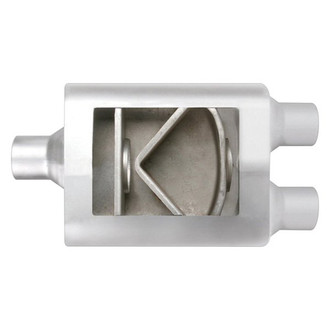 Different Trend® - Flowsound Series Stainless Steel Oval Gray Exhaust Muffler (2.5" Center ID, 2.5" Dual OD, 13" Length)