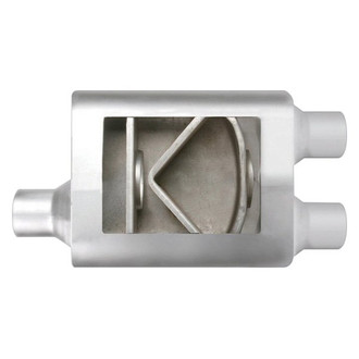 Different Trend® - Flowsound Series Stainless Steel Oval Gray Exhaust Muffler (2.5" Offset ID, 2.25" Dual OD, 13" Length)