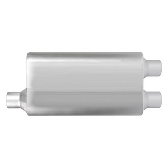 Different Trend® - Flowsound Series Stainless Steel Oval Gray Exhaust Muffler (2.5" Offset ID, 2.5" Dual OD, 15" Length)